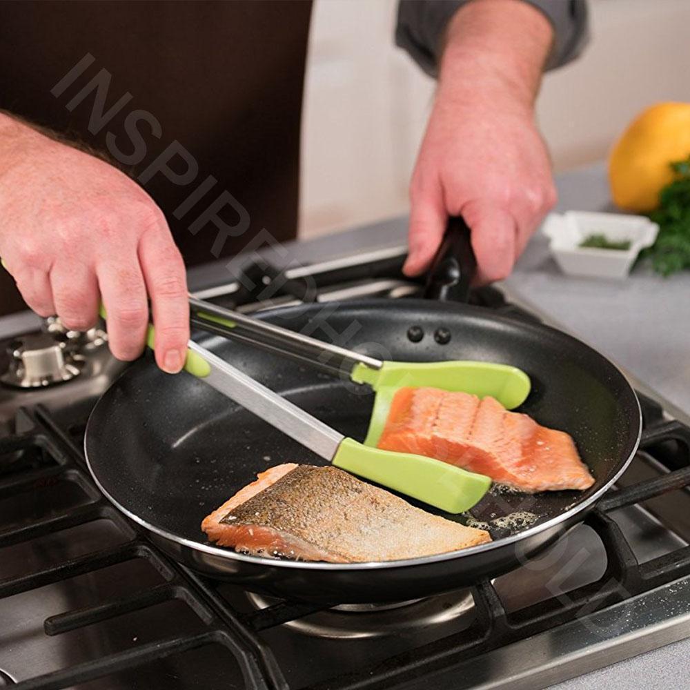 2 in 1 Kitchen Spatula and Tongs - 1 pair ( Large&Small）