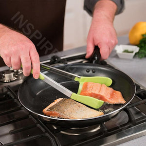 2 in 1 Kitchen Spatula and Tongs - 1 pair ( Large&Small）